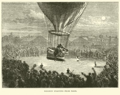 Balloon starting from Paris, September 1870 by English School