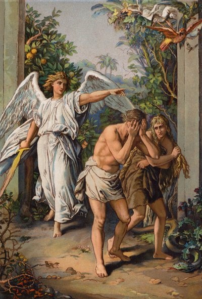 Banishment of Adam and Eve from the Garden of Eden by English School