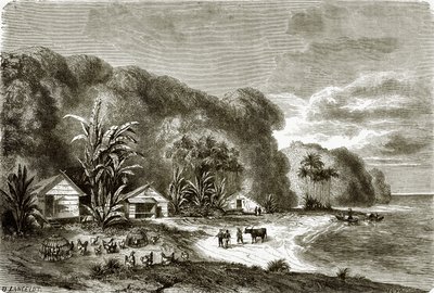 Banks of the River Saigon by English School