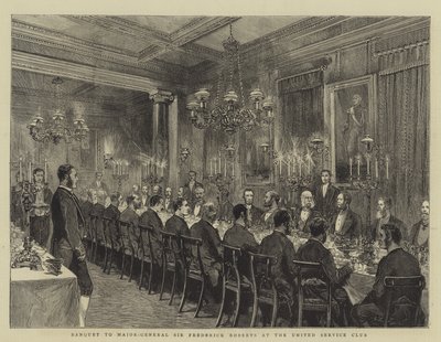 Banquet to Major-General Sir Frederick Roberts at the United Service Club, illustration for The Graphic, 4th December 1880 by English School