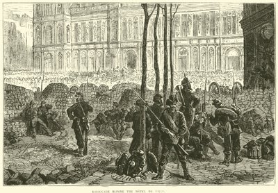 Barricade before the Hotel de Ville, March 1871 by English School