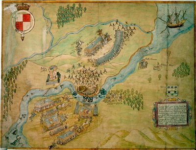 Battle of the Erne Ford in 1593 by English School