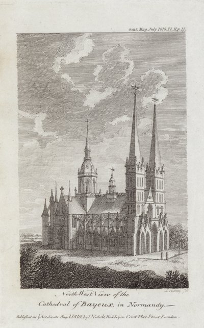 Bayeux Cathedral, Normandy, 1819 by English School