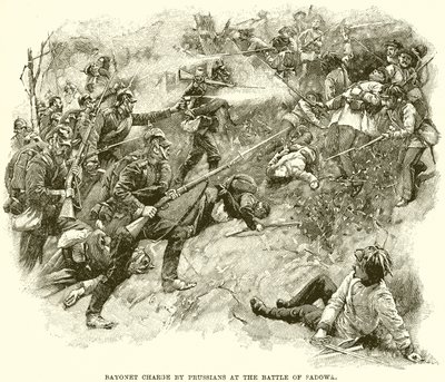 Bayonet Charge by Prussians at the Battle of Sadowa by English School