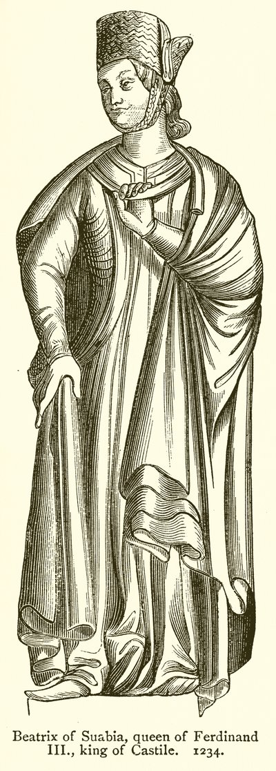 Beatrix of Swabia, Queen of Ferdinand III, King of Castile. 1234 by English School