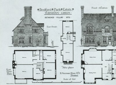 Bedford Park Estate, Turnham Green, from The Building News, 1879 by English School