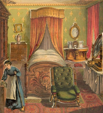 Bedroom with Maid Cleaning by English School