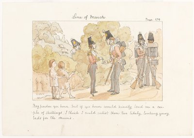 Beg Pardon Yer Honor, But If Yer Honor Would Kindly Lend Me a Couple of Shillings I Think I Could Enlist Those Two Likely Looking Young Lads for the Drums, c.1850 by English School
