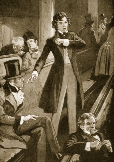 Benjamin Disraeli making his first speech in the House by English School