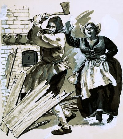 Bernard Palissy kept his furnaces going by chopping up his furniture and floorboards by English School