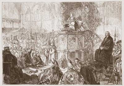 Bishop of Lodi preaching at the trial of Huss by English School