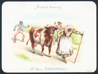 Black Woman leading Cow by English School
