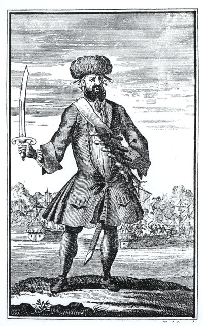Blackbeard the Pirate, from A General History of the Robberies and Murders of the most Notorious Pyrates by Captain Charles Johnson, published 1724 by English School