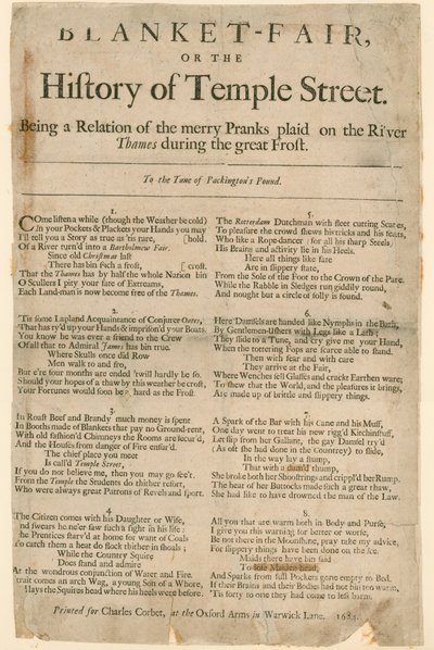 Blanket Fair. Poem about Frost Fair of 1684 by English School