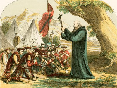 Blessing the Scottish soldiers before the battle of Bannockburn by English School