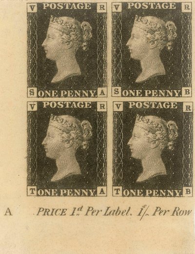 Block of Penny Black Stamps, c.1840 by English School