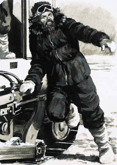 Bob Thomson jumped out onto the ice of Antarctica by English School