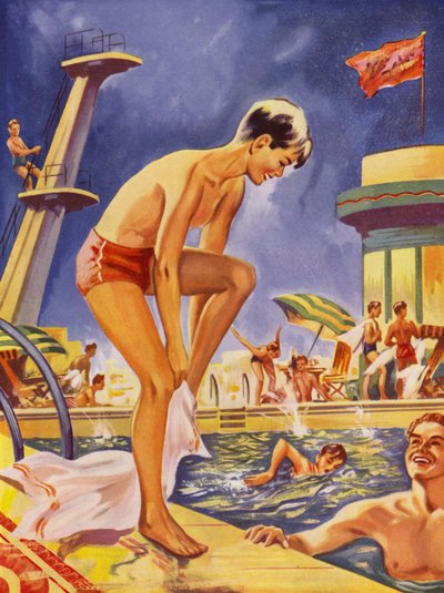 Boy Drying Himself at the Swimming Pool by English School