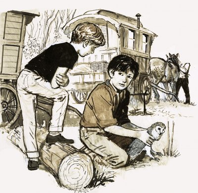 Boys with Owl by English School