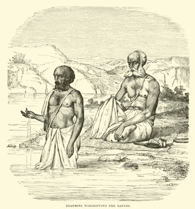Brahmins Worshipping the Ganges by English School