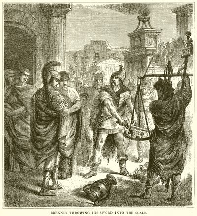 Brennus Throwing his Sword into the Scale by English School