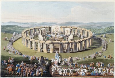 Breton festival on a megalithic field (with dolmens and menhirs) - in "Celts and Goths, customs of the inhabitants of the British Isles of the early 6th century and the Goth nations of the west coast of the Baltic", by S.R. Meyrick and Ch. Smith by English School