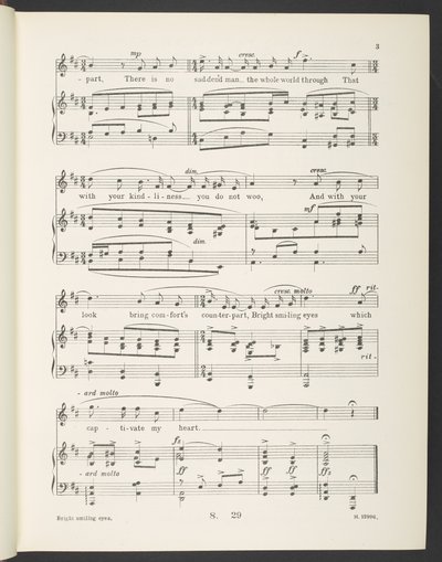 Bright smiling Eyes. Rondeau (Song) The words from the French of Christine de Pisan by Gilbert Pass, by Gilbert A. Alcock by English School