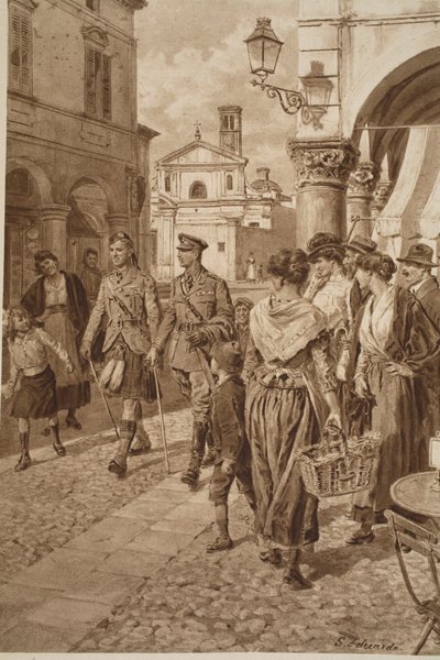 British Highlanders Made Welcome at a French Town by English School