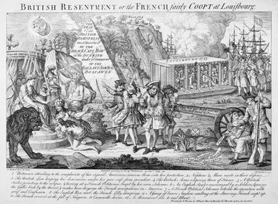 British Resentment or, the French Fairly Coopt at Louisbourg, Published 25th September, 1755 by English School