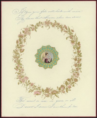 British Valentine card with an image of a woman by English School