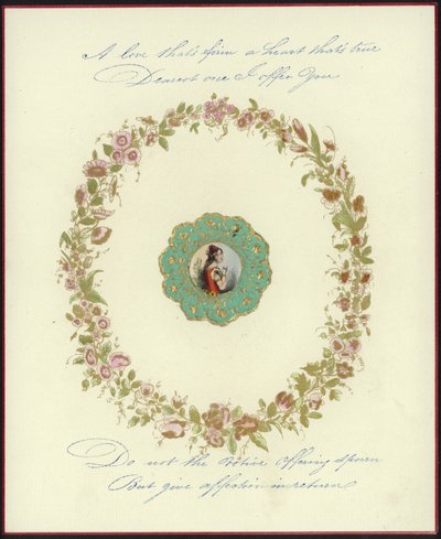 British Valentine card with an image of a woman by English School