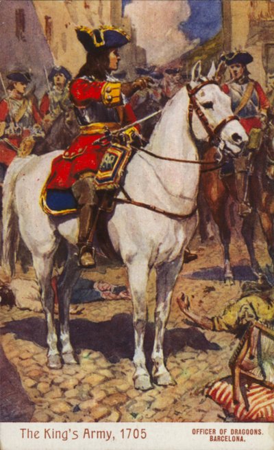 British officer of dragoons, Barcelona, Spain, War of the Spanish Succession by English School