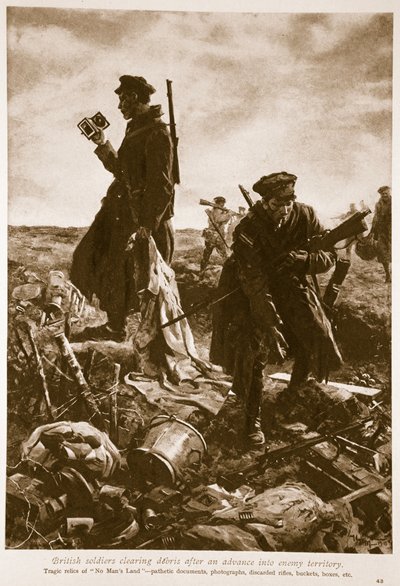 British Soldiers Clearing Debris after an Advance into Enemy Territory, 1914-19 by English School