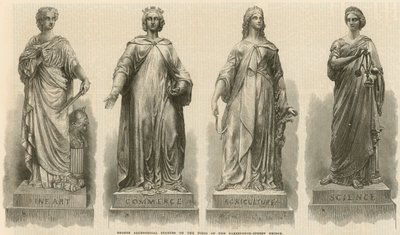 Bronze Allegorical Statues on the Piers of the Farringdon Street Bridge by English School