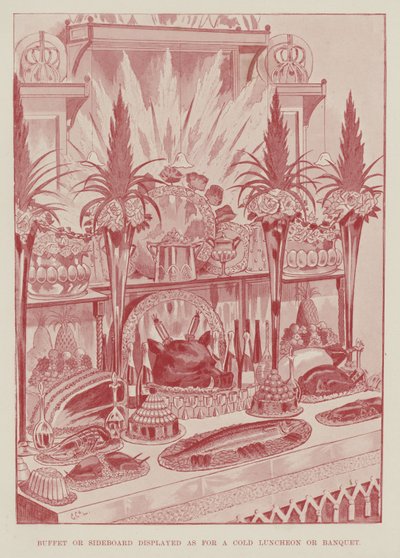 Buffet or Sideboard Displayed as for a Cold Luncheon or Banquet by English School