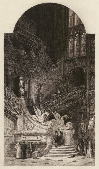 Burgos Cathedral, etched by C O Murray, after David Roberts by English School