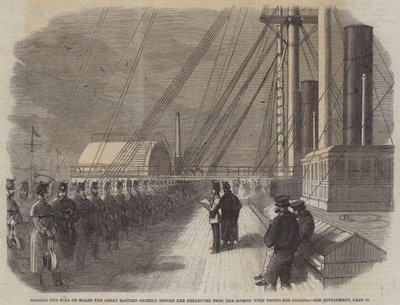 Calling the Roll on Board the Great Eastern shortly before her Departure from the Mersey with Troops for Canada by English School