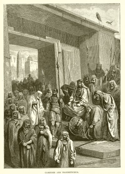 Cambyses and Psammetichus by English School