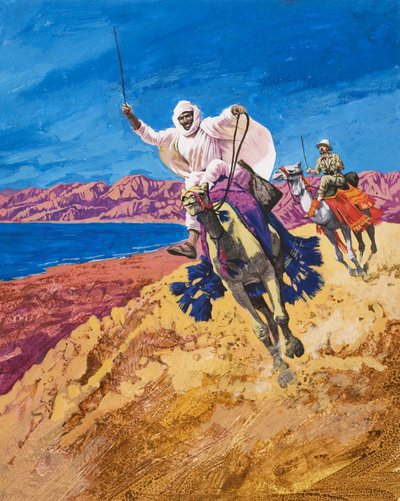 Camels galloping by English School