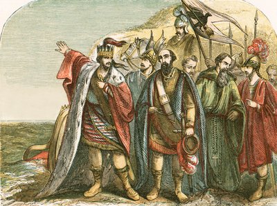 Canute reproving his courtiers by English School