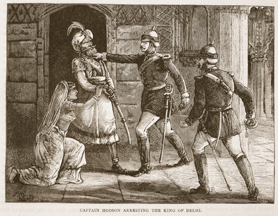 Captain Hodson Arresting the King of Delhi, illustration from Cassell
