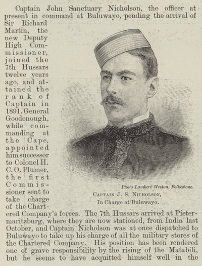 Captain J S Nicholson, In Charge at Buluwayo by English School