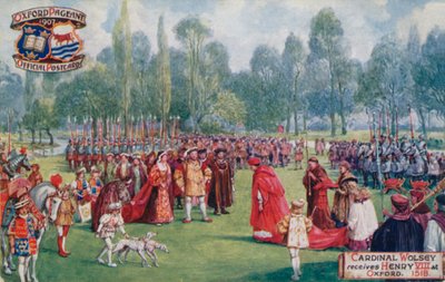 Cardinal Wolsey receives Henry VIII at Oxford, 1518 by English School