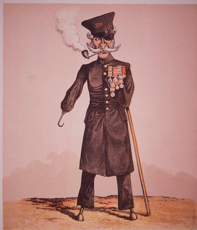 Caricature of Chelsea Pensioner of the Royal Hospital, from 