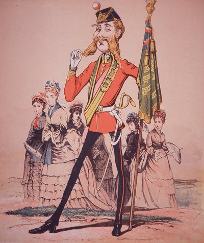 Caricature of Infantry Subaltern Holding Regimental Colours, from 
