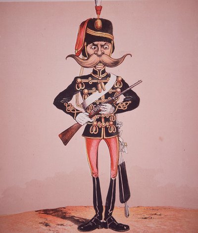 Caricature of sentry of 11th Hussars, from 