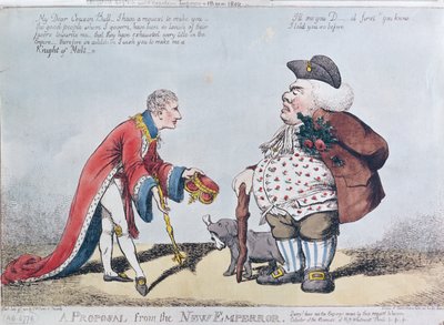 Caricature ridiculing Napoleon at the time of Proclamation of Napoleon as Emperor on 18th May 1804 by English School