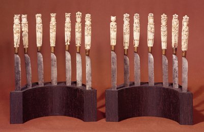 Carved Knife Handles Showing English Monarchs by English School