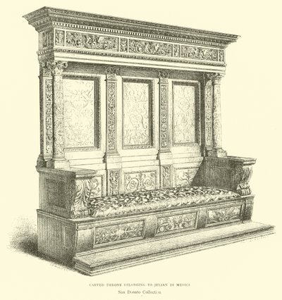 Carved Throne Belonging to Julian di Medici by English School