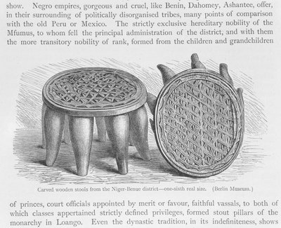 Carved wooden stools from the Niger-Benue district, from 